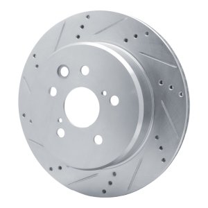 Lexus GS200T Brake Rotor (1) - Rear Left - R1 Concepts - Drilled & Slotted - Silver - `06-`20